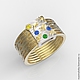 Ring 'diving' Gold 585, yellow and white sapphires, Rings, Moscow,  Фото №1