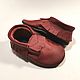 Maroon baby moccasins ,Ebooba, Baby shoes 100% leather, Babys bootees, Kharkiv,  Фото №1