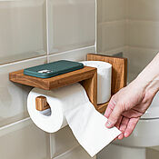 Для дома и интерьера handmade. Livemaster - original item Toilet paper holder with shelf in natural color. Handmade.