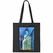 Сумки и аксессуары handmade. Livemaster - original item Shopper bag: black bag with an author`s print, eco bag. Handmade.