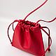 Кожаная сумка кисет красно-оранжевая. Сумка через плечо. AUGUST BAGS. Интернет-магазин Ярмарка Мастеров.  Фото №2