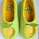 'Lemon smoothie' felted Slippers, Slippers, St. Petersburg,  Фото №1