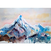 Картины и панно handmade. Livemaster - original item Painting of a mountain landscape in watercolor 28h40 cm. Handmade.