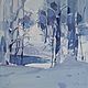 Painting winter landscape in the forest painting in blue blue scale 30 by 30 cm, Pictures, St. Petersburg,  Фото №1