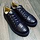 Sneakers made of genuine crocodile leather, in dark blue color, Training shoes, St. Petersburg,  Фото №1