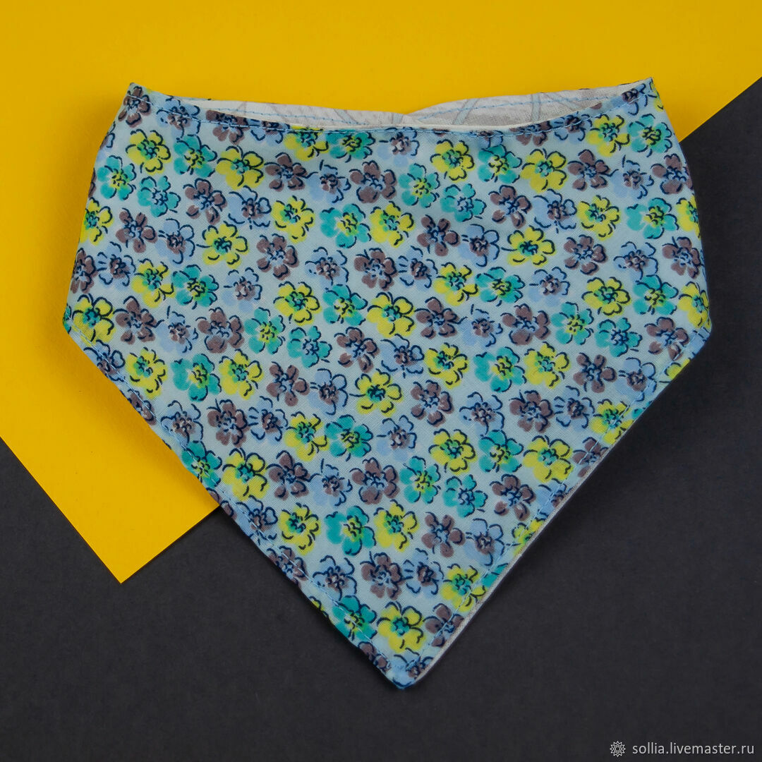 Набор бандан для кота и человека в едином стиле, бирюзовые цветы в ...