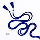 Тонкий пояс веревка из бисера с кистями Классический синий, Пояса, Калининград,  Фото №1