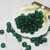 Материалы для творчества handmade. Livemaster - original item Round Beads 45 pcs 4mm Green Craquelure. Handmade.