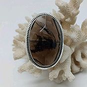 Нефрит натуральный в серебре кольцо (103)