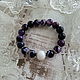 Bracelet purple agate with white band, happiness, Bead bracelet, Moscow,  Фото №1