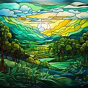 Картины и панно handmade. Livemaster - original item Painting Green Landscape. stained glass. buy painting artist. Handmade.