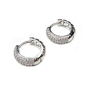 Украшения handmade. Livemaster - original item Earrings rings with Cubic zirconia, earrings rings silver gift. Handmade.
