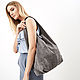 String Bag Leather Suede Bag Hobo Leather Gray Bag Package Shopper T-shirt, String bag, Moscow,  Фото №1