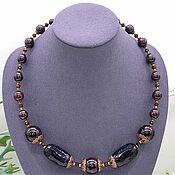 Украшения handmade. Livemaster - original item Natural Garnet And Black Agate Necklace Copyright. Handmade.