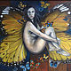 Butterfly Painting Woman Original Art Fairytale Artwork by NettaPlans, Pictures, Murmansk,  Фото №1