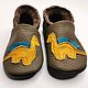 Baby Shoes with Yellow Dino, Leather Baby Shoes, Kids' Slippers, Babys bootees, Kharkiv,  Фото №1