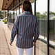 Order Men's style shirt made of premium striped cotton with an ornament. NATALINI. Livemaster. . Shirts Фото №3
