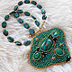 Necklace 'Forest lake' glass beads, malachite, Jasper, Necklace, Voronezh,  Фото №1