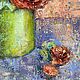 Painting of a Rose in a green mug, mix media. Pictures. Natalia Gukova Mixed Media Art. My Livemaster. Фото №5