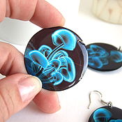Украшения handmade. Livemaster - original item Transparent earrings made of Blue Resin Earrings Earrings Magic Mushroom Neon. Handmade.