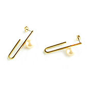 Украшения handmade. Livemaster - original item Classic earrings with pearls, Pearl Dangling earrings long. Handmade.