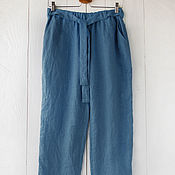 Одежда handmade. Livemaster - original item Dusty blue chinos trousers with elastic waistband. Handmade.