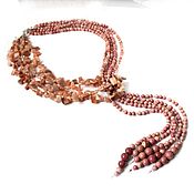 Работы для детей, handmade. Livemaster - original item Beads Natural Stones PINK DAWN beads Tie. Handmade.