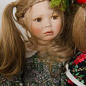 Винтаж: Кукла Музыка кукла гитаристка мечтательные глаза копна волос бохо одеж