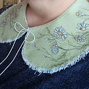 Аксессуары handmade. Livemaster - original item Collars: Linen Removable collar with Camomile Embroidery... Handmade.