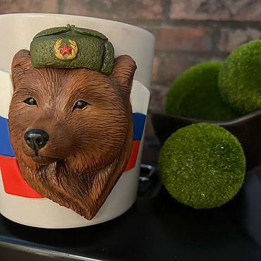 Посуда ручной работы. Ярмарка Мастеров - ручная работа Кружка с медведем из полимерной глины. Handmade.