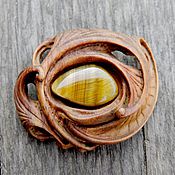 Кольцо из дерева с агатом кракле