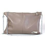 Сумки и аксессуары handmade. Livemaster - original item Leather handbag with chain-genuine leather Taup Cappuccino clutch. Handmade.