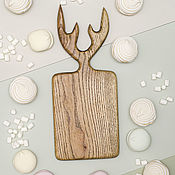 Посуда handmade. Livemaster - original item Cutting board straight small with horns, color 