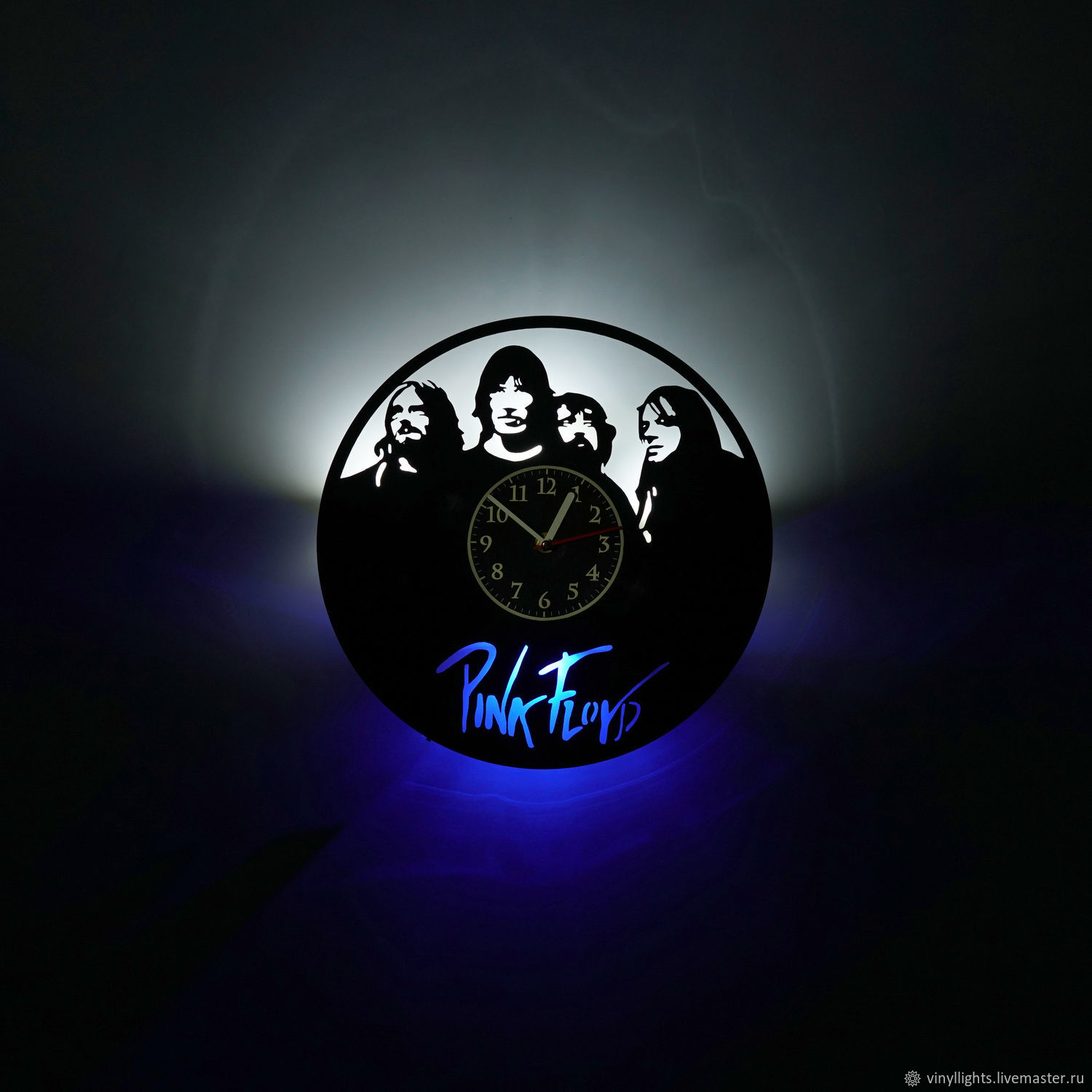 Wall clock with LED backlight from pink Floyd vinyl record купить на