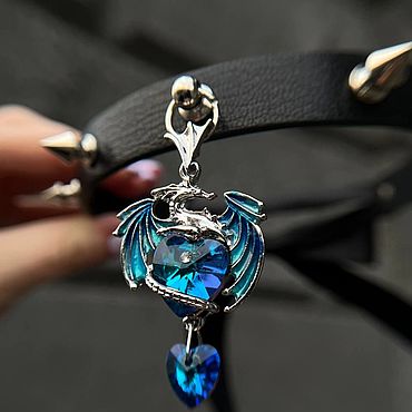 Украшения ручной работы. Ярмарка Мастеров - ручная работа Чокер: DRAGON синий. Handmade.
