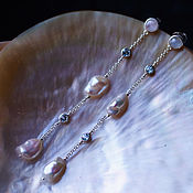 Украшения handmade. Livemaster - original item Long silver earrings with Baroque pearls, Topaz, moonstone. Handmade.