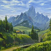 Картины и панно handmade. Livemaster - original item Mountain landscape with oil paints | Landscape with mountains. Handmade.