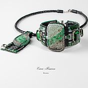 Украшения handmade. Livemaster - original item Green Matrix Set Bracelet and Necklace with Sayan Jadeites. Handmade.