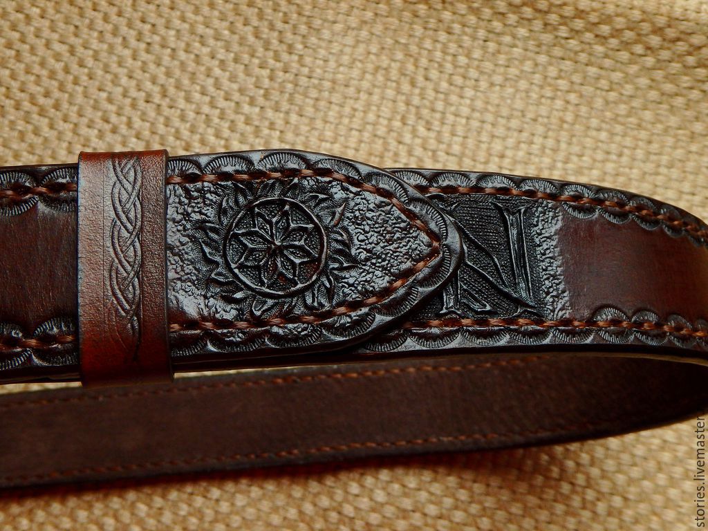 Mens leather belt personalized engraved stone – заказать на Ярмарке Мастеров – 6Z6NJCOM | Ремни ...