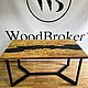 Стол-река из слэба капового карагача с эпоксидной смолой 150х80. Столы. WoodBroker. Ярмарка Мастеров.  Фото №5