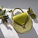 Заказать Оливковая круглая сумочка с элементами эко кожи. Елена (Felicity bags). Ярмарка Мастеров. . Классическая сумка Фото №3