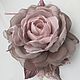 FABRIC FLOWERS. Chiffon rose brooch.' Milk berry chocolate', Brooches, Vidnoye,  Фото №1
