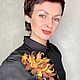 Заказать Брошь-зажим из кожи Осенний георгин. Украшение из кожи. Светлана Ланская. Ярмарка Мастеров. . Брошь-зажим Фото №3