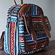 Blue fabric backpack with genuine leather inserts, Backpacks, Mezhdurechensk,  Фото №1