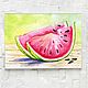 Watercolor Watermelon slices. Pictures. natabold. Online shopping on My Livemaster.  Фото №2