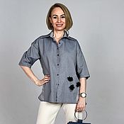Женская рубашка из итальянской вискозы с бусинами