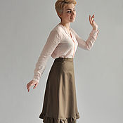 Одежда handmade. Livemaster - original item Skirt khaki with ruffle. Handmade.
