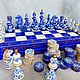 Chess checkers made of wood 'Gzhel', hand-painted. Chess. Anna Fekolkina chess-souvenirs. My Livemaster. Фото №5