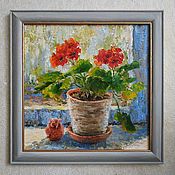 Картины и панно handmade. Livemaster - original item geranium. Oil painting. Handmade.