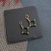Украшения handmade. Livemaster - original item Earrings classic Squares green and gold. Handmade.